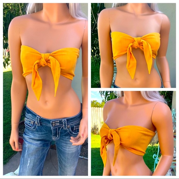 NWT TOPSHOP Sunny Bandeau Sash Tie Tube Crop Top - Picture 10 of 16